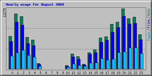Hourly usage for August 2009