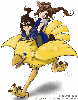 003100 - Aerith and Tifa on a Chocobo, drawn and donated by Meg.