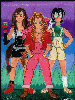 020400 - Aerith, Tifa and Yuffie wearping coveralls, drawn and contributed by Drew Rodgers.