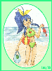 002400 - Lime-chan at the beach, drawn and donated by Lucy-chan! :)