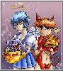 043600 - Rei and Asuka collecting candy.. with varying degrees of success. Drawn and contributed by Bullsnake.