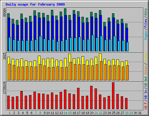 Daily usage for February 2009