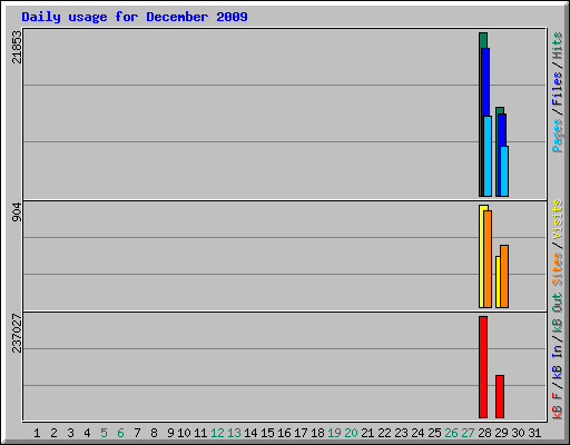 Daily usage for December 2009