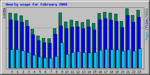 Hourly usage for February 2009