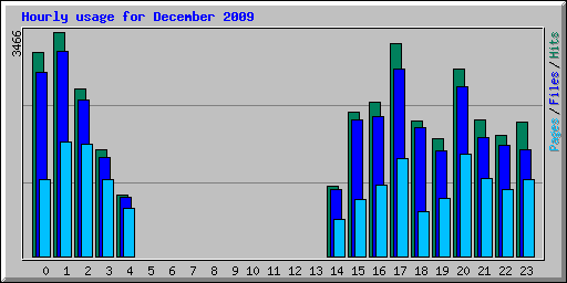 Hourly usage for December 2009